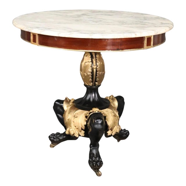 Solid Bronze and Marble Russian Neoclassical Center Table, Circa 1900s For Sale