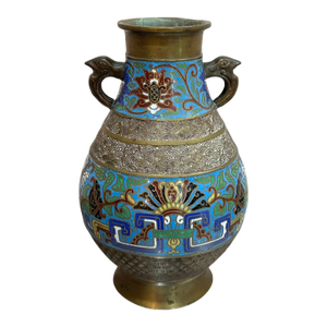 Antique Brass Japanese Champleve' Vase