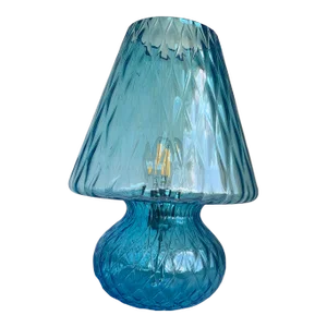Light-Blue Murano Style Glass With "Ballotton" Lamp
