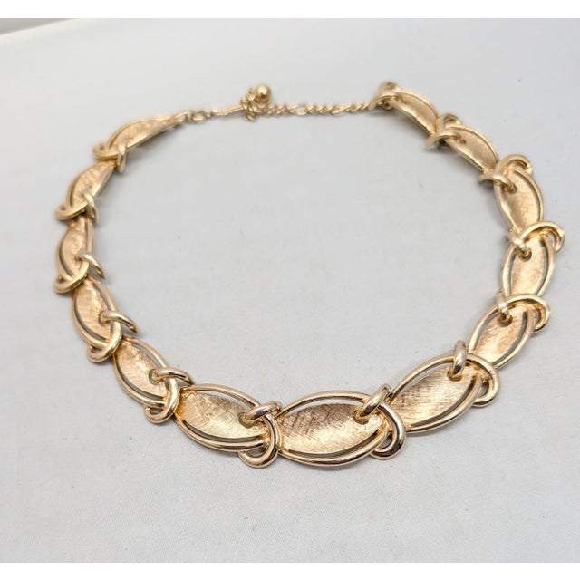 Metal Vintage Late 1950s Signed Boucher Goldtone Collar Necklace For Sale - Image 7 of 12