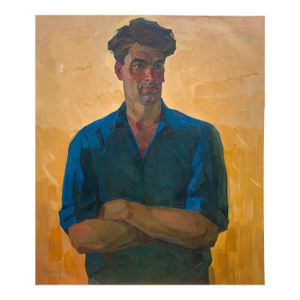 Soviet Era Oil Painting: Ukrainian Socialist Realism Portrait 114-98
