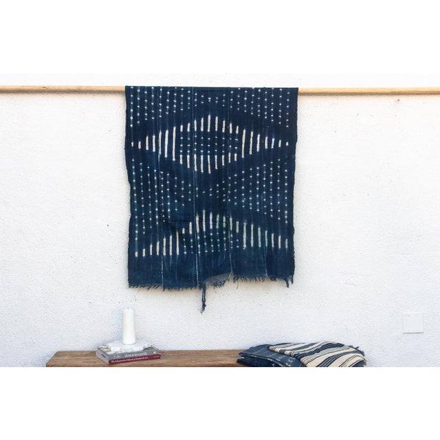 Vintage African Moss "Arbinda Horizon" Indigo Throw For Sale In Los Angeles - Image 6 of 6