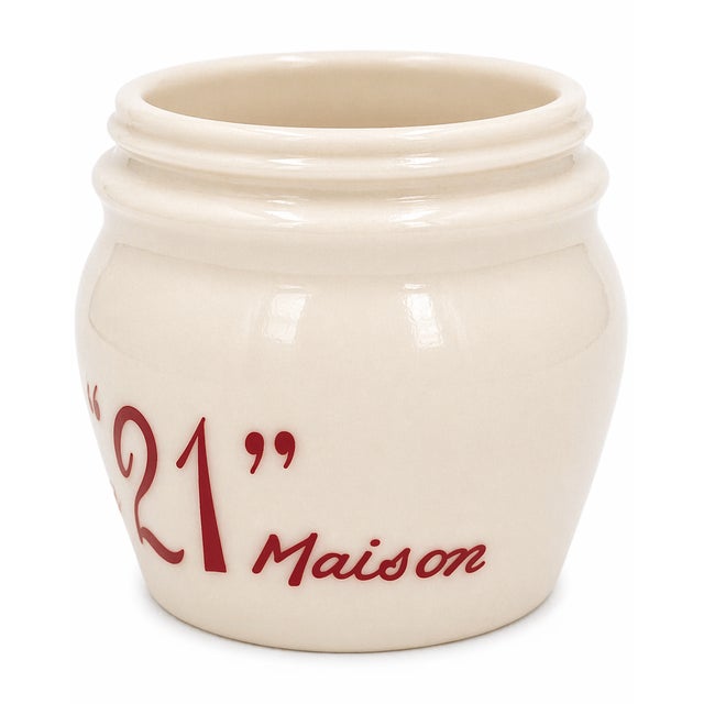 Ivory Vintage the "21" Club Nyc Restaurant Condiment Jar Sauce Maison Glass No Lid For Sale - Image 8 of 9