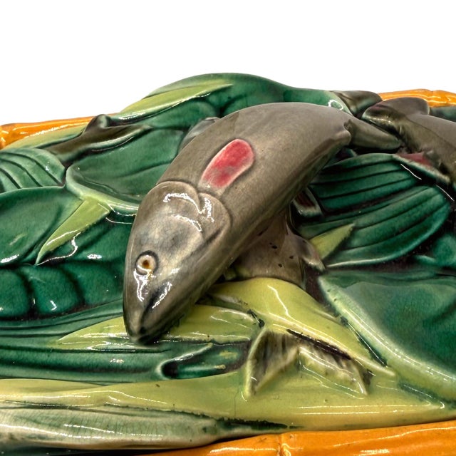 Late 19th Century A Victoria Pottery Majolica Yellow Basketweave Sardine Box, English, Ca. 1882 For Sale - Image 5 of 13