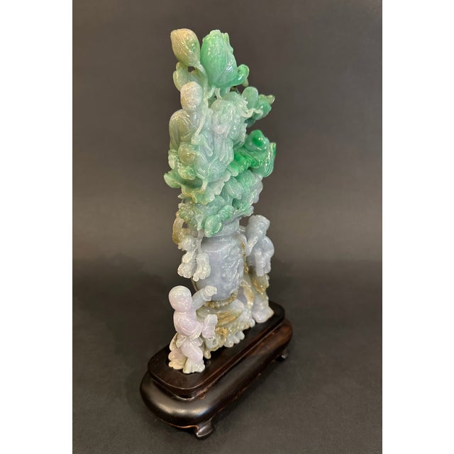 Chinese Early 20th Century Jade Dragon & Vase Statue For Sale - Image 3 of 6