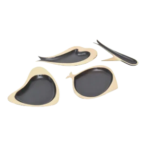 Set of Four Vintage Hagenhauer Biomorphic Polished Brass and Black Metal Bowls or Sculptures