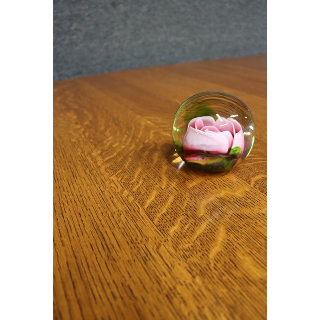 Art Glass Pink Rose Paperweight For Sale - Image 4 of 7