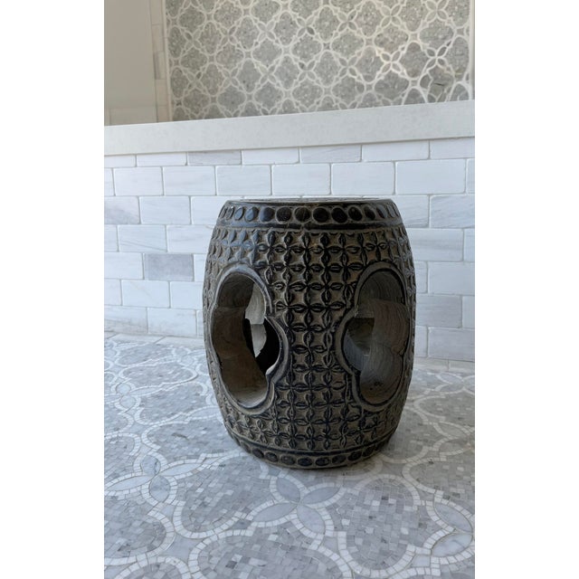Vintage Slate Black Marble Asian Organic Garden Stool For Sale - Image 4 of 5