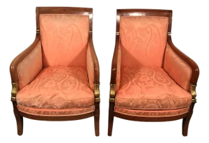 French Empire Bergère Armchairs, 1830s, Set of 2