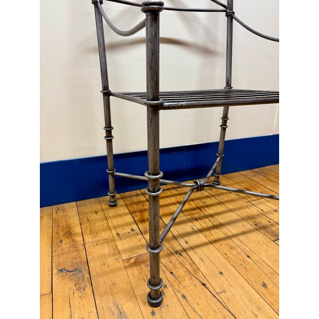 Chrome Giacometti Inspired Vintage Neoclassical Wrought Heavy Iron Dining Chairs - Set of 6 For Sale - Image 8 of 16