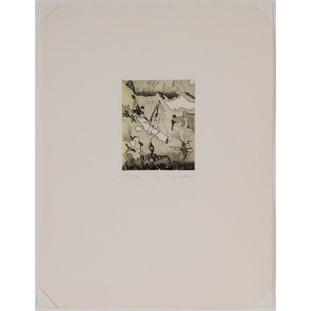 "No Exit-ing" - 1976 Lithograph on Paper 1976 surrealist lithograph titled "No Exit-ing" by Jim Crabb (American b. 1947)....