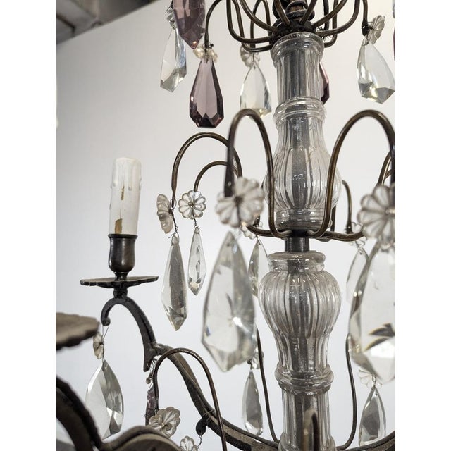 Six-Light Chandeliers with Polychrome Crystal Drops, Set of 2 For Sale - Image 3 of 18