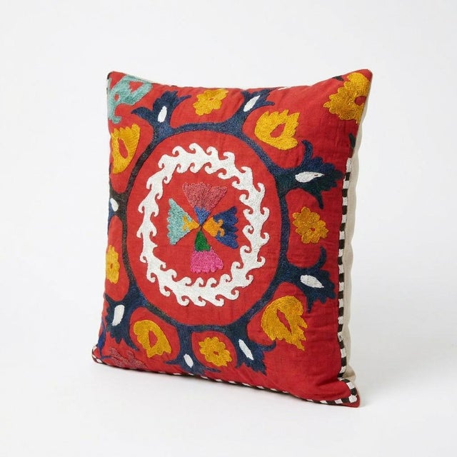 Mid-Century Modern Bukhara Suzani Pillow Cover 22'' X 25'' For Sale - Image 3 of 4