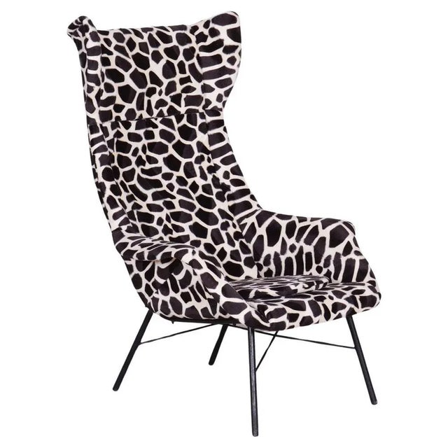 Wingchair with mitation Giraffe Fur from Miroslav Navratil, Czechia, 1950s For Sale - Image 13 of 13
