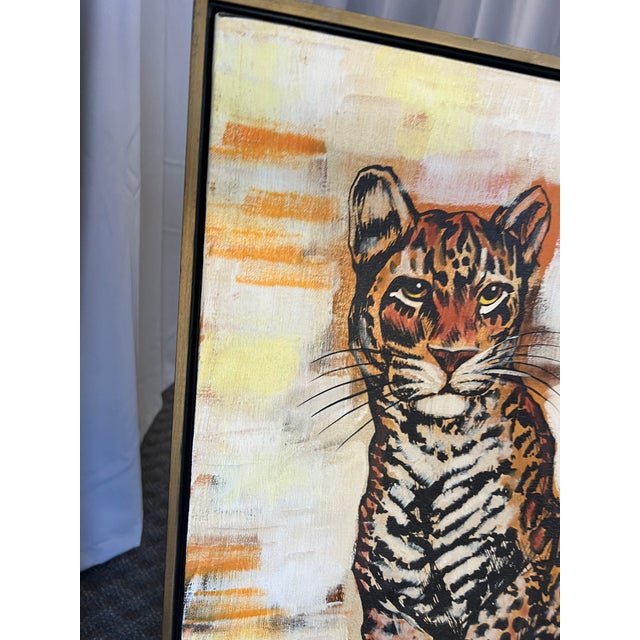 Vintage Mid Century Modern Leopard Painting For Sale - Image 4 of 10
