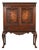 Berkey & Gay Style Antique Chippendale Carved Walnut and Burl Wood Bookcase or Bar Cabinet, Circa 1920s For Sale