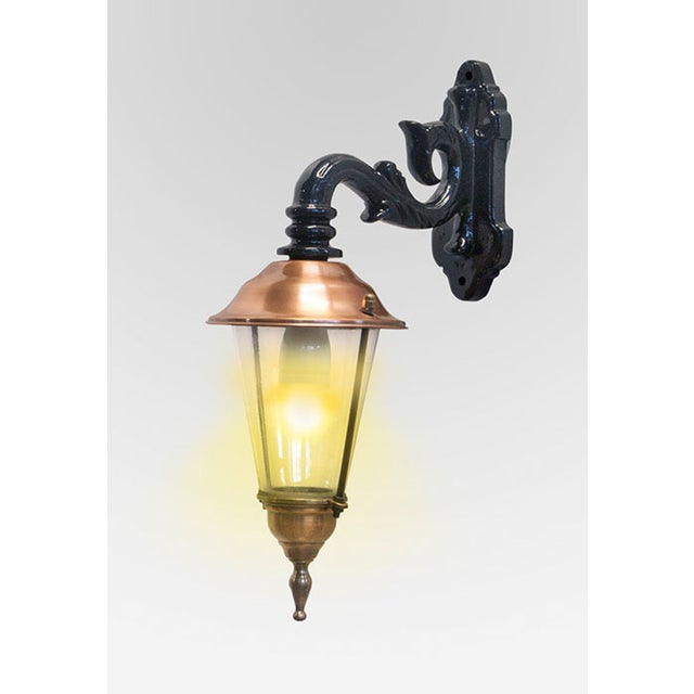 Antique Round Copper Hanging Wall Lantern, in Flawless conditions. Designed from 2000 Up to 250V (Europe/UK Standard).The...