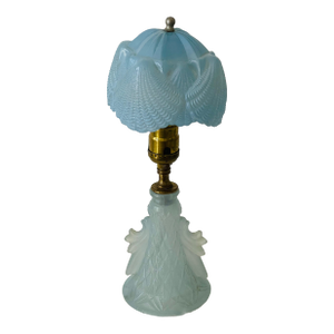 1920s American Art Deco Vaseline Glass Lamp With Shells