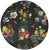 Nicolette Mayer Flora Fauna Black 16" Round Pebble Placemats, Set of 4 For Sale