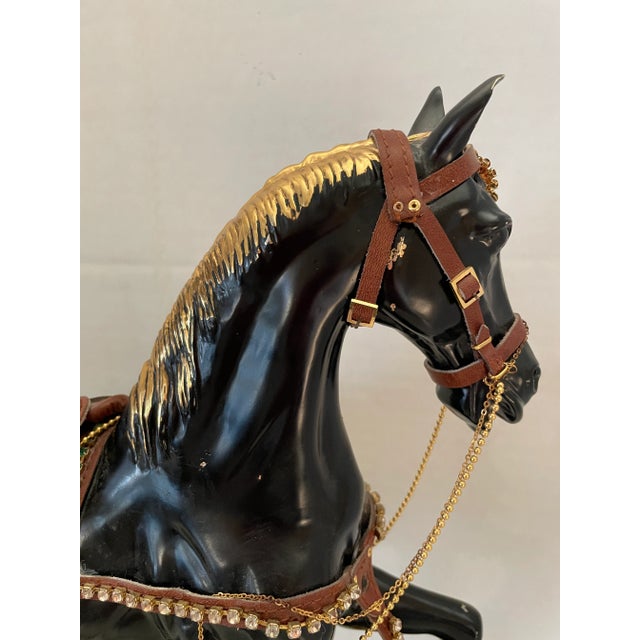 Vintage 1960s "The Royal Horse" Marble & Gold Gilt Show Horse on Marble Base For Sale - Image 4 of 9