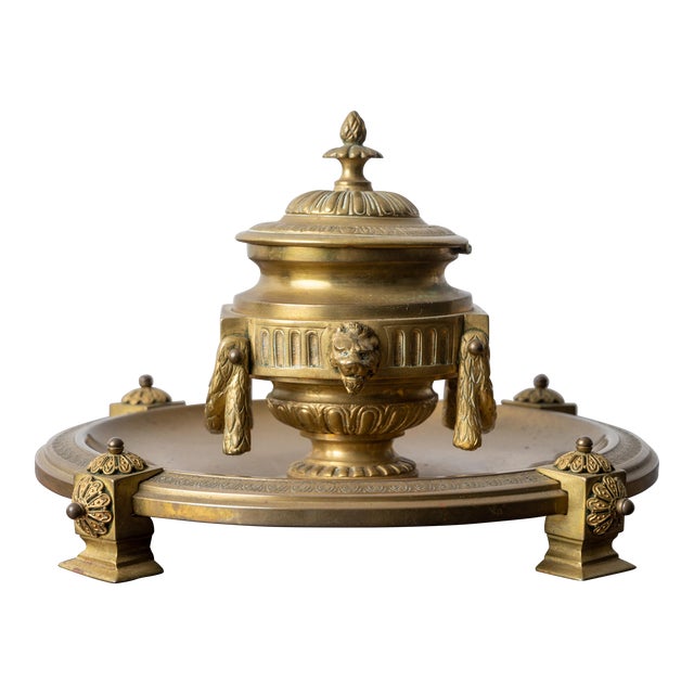 French Brass Inkwell, 19th Century For Sale