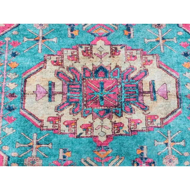 Wood Blue Rug Print Fabric Upholstered Square Coffee Table For Sale - Image 7 of 9