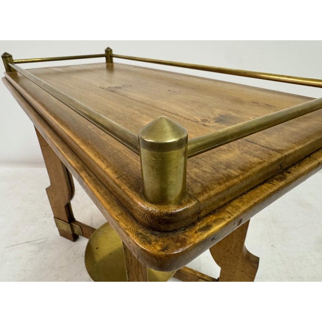 1930s Art Deco Oak and Brass Side or Console Table, 1930s For Sale - Image 5 of 15