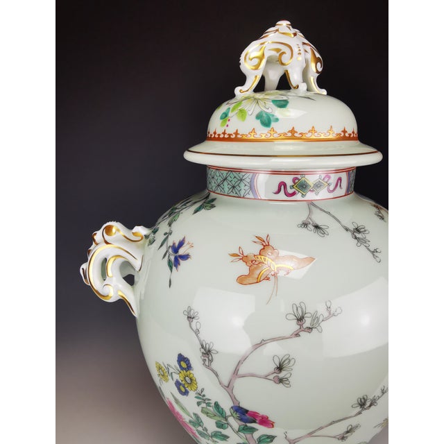 Green Large Lidded Vase with Openwork Handles Kien Long by Haviland for Puiforcat, Limoges, France, Late 20th Century For Sale - Image 8 of 13