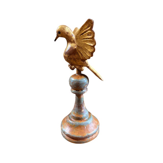 Religious Carved Wood Bird Sculpture on Finial 8" H For Sale - Image 3 of 6