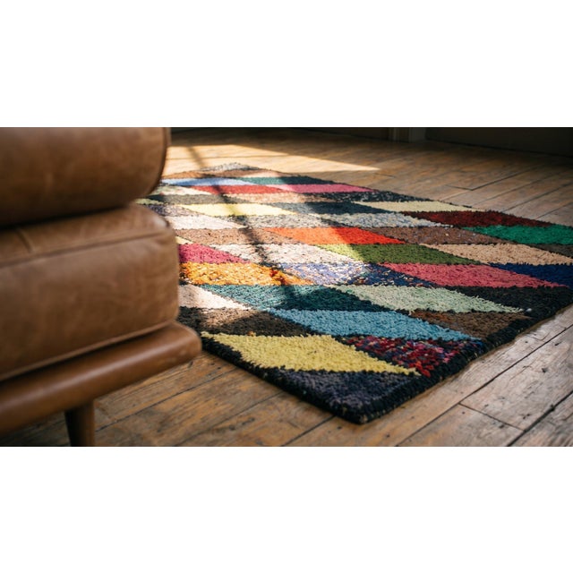 Textile Superb Light and Vibrant Color With Symmetrical Design Vintage American Hooked Rug For Sale - Image 7 of 9