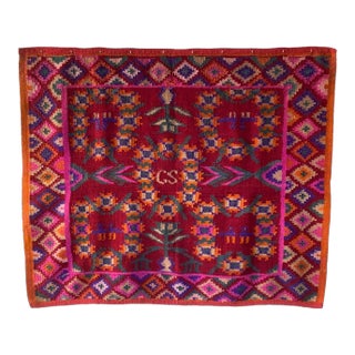 Mid-Late 20th Century Vintage Peruvian Andean Pictorial Wool Textile Wall Hanging (69' X 57.5") For Sale