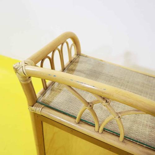 Rattan Nightstands with Four Drawers and Glass Top, Set of 2 For Sale - Image 11 of 12
