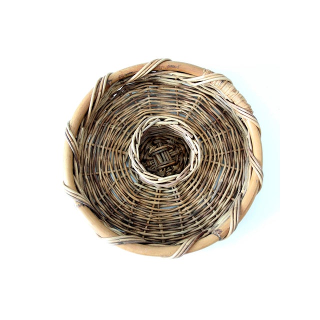 Wood Vintage 1970s Rattan & Wicker Chip and Dip Serving Basket For Sale - Image 7 of 11