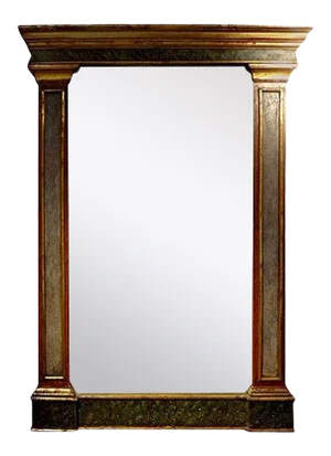 Antique Italian Neoclassical Style Faux Marble and Giltwood Mirror