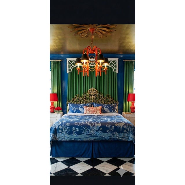 Sourced from the original owner of a private estate, this authentic 1960s Tole headboard has been meticulously reimagined...