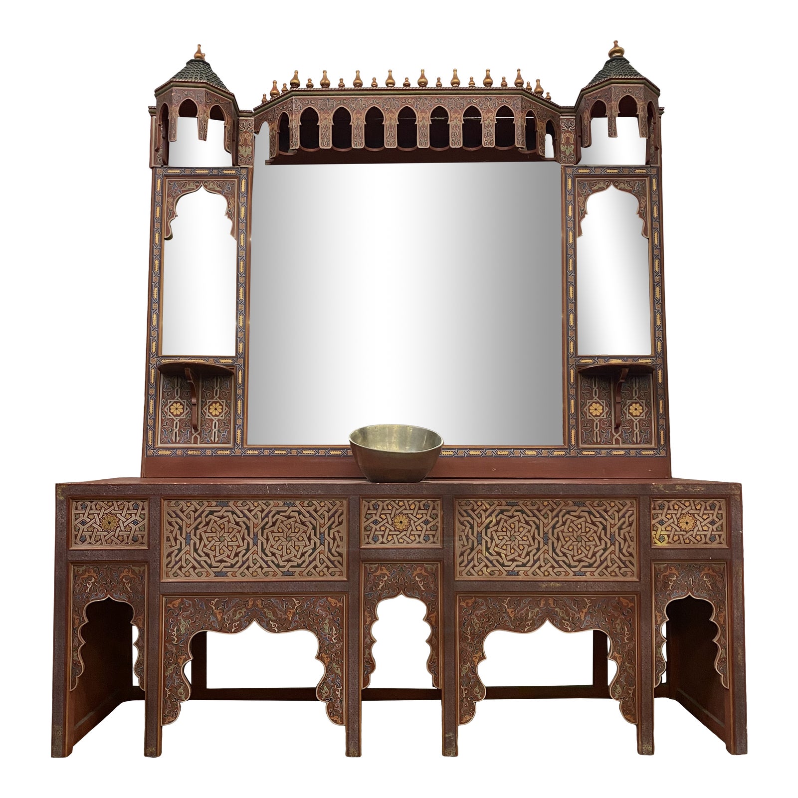 Intricate Handpainted Moroccan Style Bathroom Vanity With Mirror Chairish