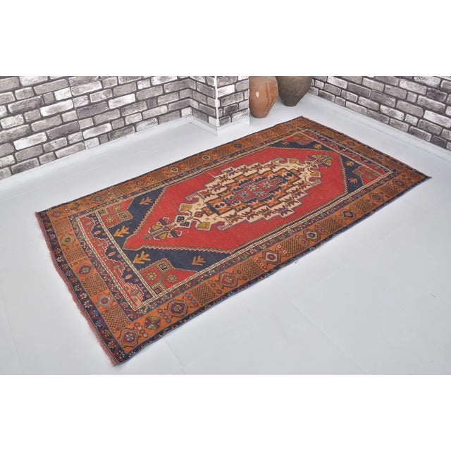 Red & Nvy Blue Vintage Floral Carpet For Sale - Image 10 of 10
