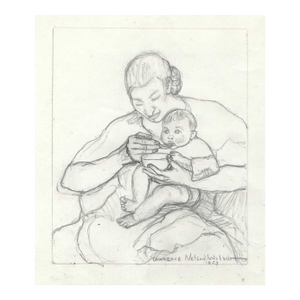 1953 Lawrence Wilbur Mother and Child Drawing