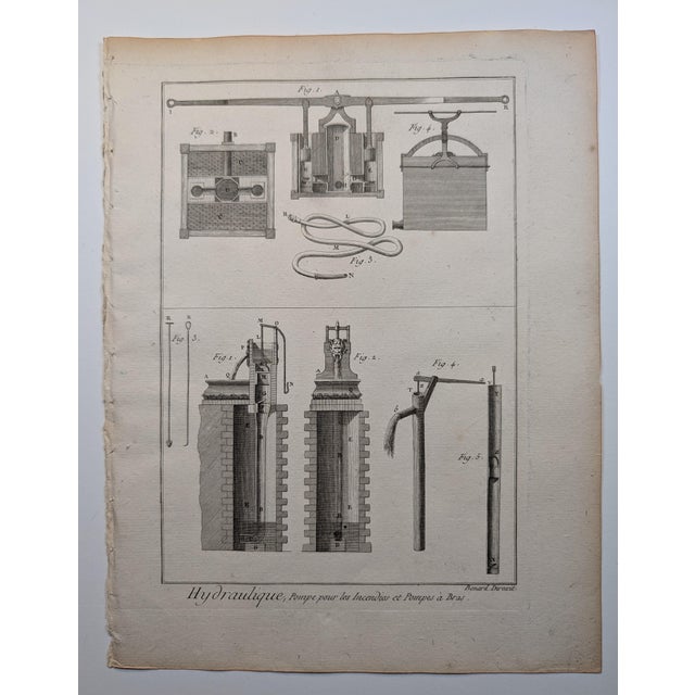 Late 18th Century Antique Engraving, c.1770 — Fire Pump & Hand Pumps, R. Bénard (1734–1777) For Sale - Image 5 of 7