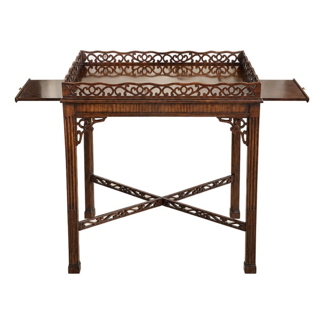 Drexel Heritage Wood Serving Table W/ Pull-Out Trays For Sale