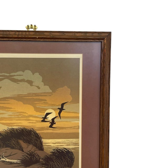 1970s Walton Butts Signed "Along the Beach" Coastal Landscape Art With Birds. For Sale - Image 4 of 10