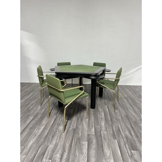 Modern Game Table Set and Chairs, 1970s, Set of 6 For Sale - Image 4 of 14