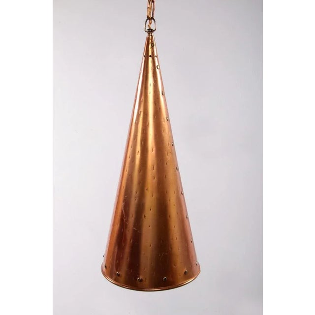 Danish Hand-Hammered Copper Hanging Lamp by E.S Horn Aalestrup, 1950s For Sale - Image 3 of 13