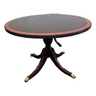 Stickley Georgian Style Inlaid Mahogany Pedestal Base Dining Table or Center Table For Sale