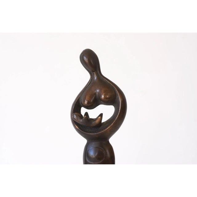 Mid-Century Modern Modernist Abstract Brass Madonna and Child Sculpture For Sale - Image 3 of 7