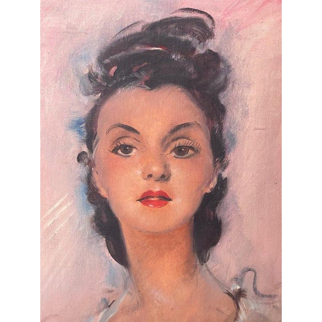 Jean-Gabriel Domergue, The English Brunette, Oil on Canvas For Sale - Image 3 of 13
