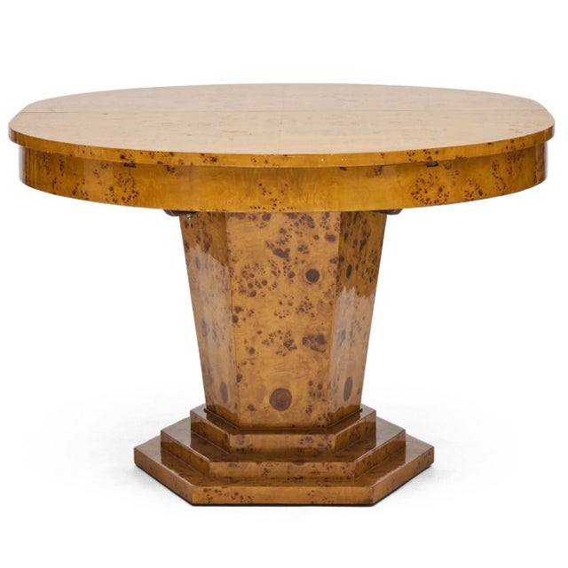 Biedermeyer Dining Table With One Leaf and Six Matching Dining Chairs With Blue Upholstery For Sale In New York - Image 6 of 16