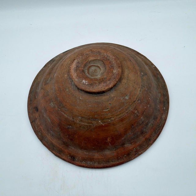 19th Century Spanish Glazed Terracotta Lebrillo Bowl With Leaf Motif - 10.5" For Sale - Image 11 of 17