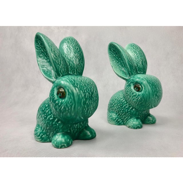 No. 1028 Green Glazed Rabbit from Sylvac, 1950s, Set of 2 For Sale - Image 11 of 14