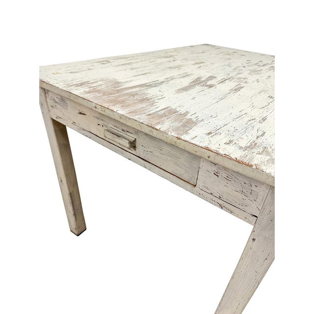1950s Vintage Distressed Desk in White, 1950s For Sale - Image 5 of 12